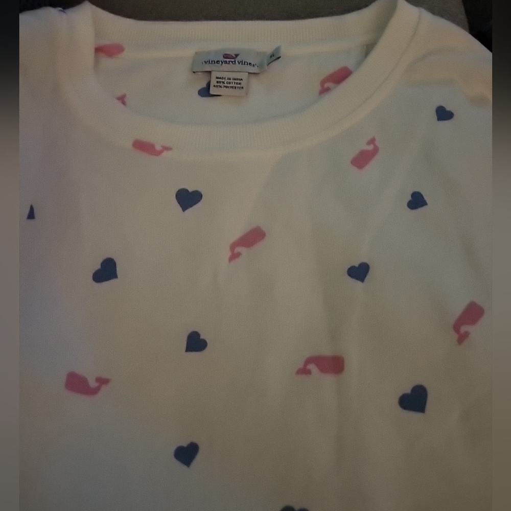 Vineyard Vines White Sweatshirt with Pink and Blue Accents